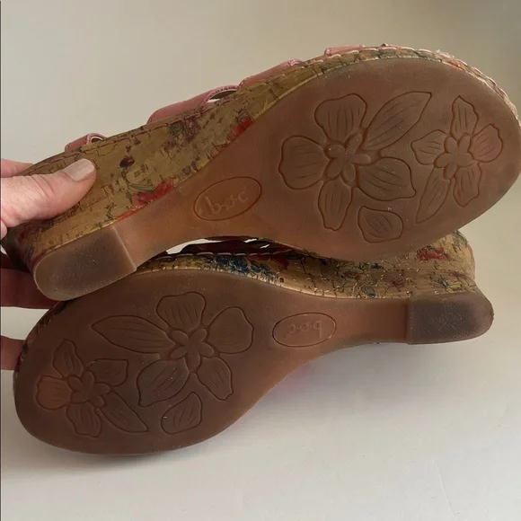b.o.c. Pink Floral-Trim Slingback Wedge Sandals - Picture 5 of 8
